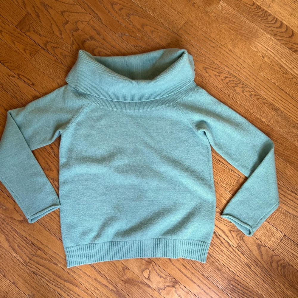 Anthropologie Cowl Neck Sweater, excellent condition, aqua/greenish-blue, size S